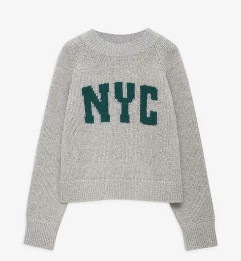Letter Printed Crew Neck Pullover